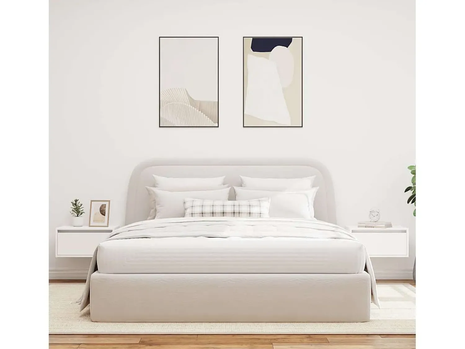 Móvel De Tv*vidaxl Mesas de cabeceira de parede com luzes LED 2 pcs Branco