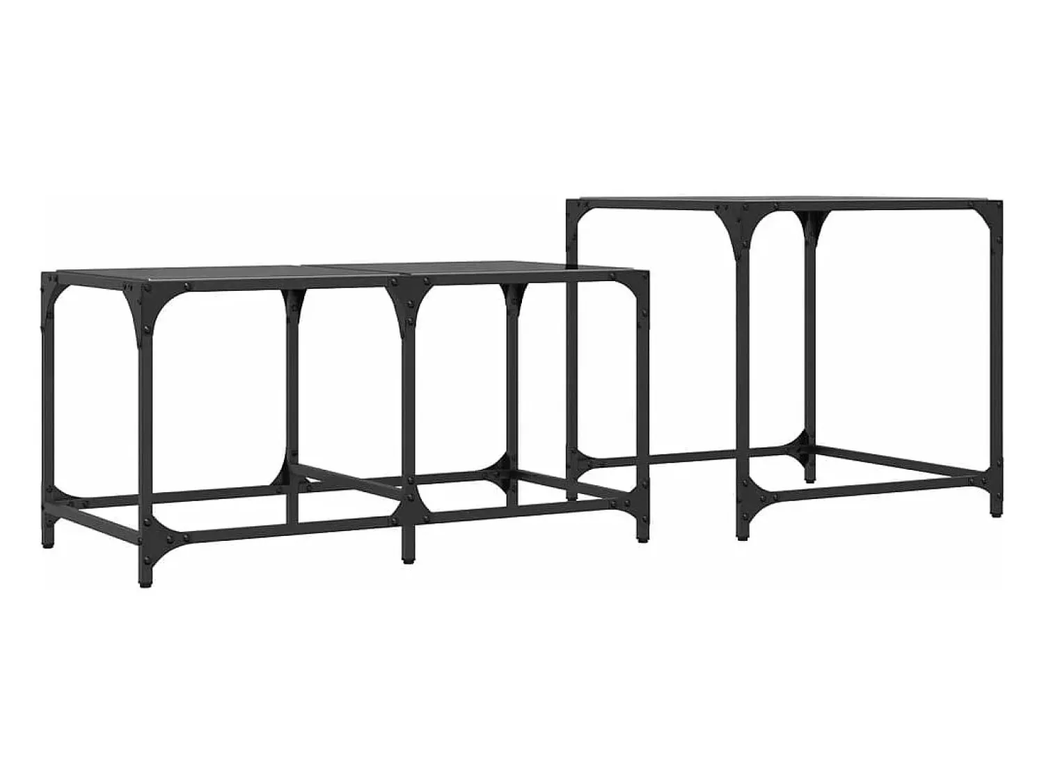 Clearance vidaxl Mesas de Café Nesting 2 peças com tampo de vidro em aço Preto