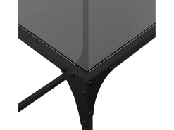Mesa De Centro| Mesas de Café Nesting 2 peças com tampo de vidro em aço Preto