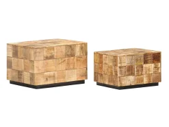 Mesas de centro 2 pcs c/ design blocos madeira mangueira áspera PT382806^ Mesa De Centro