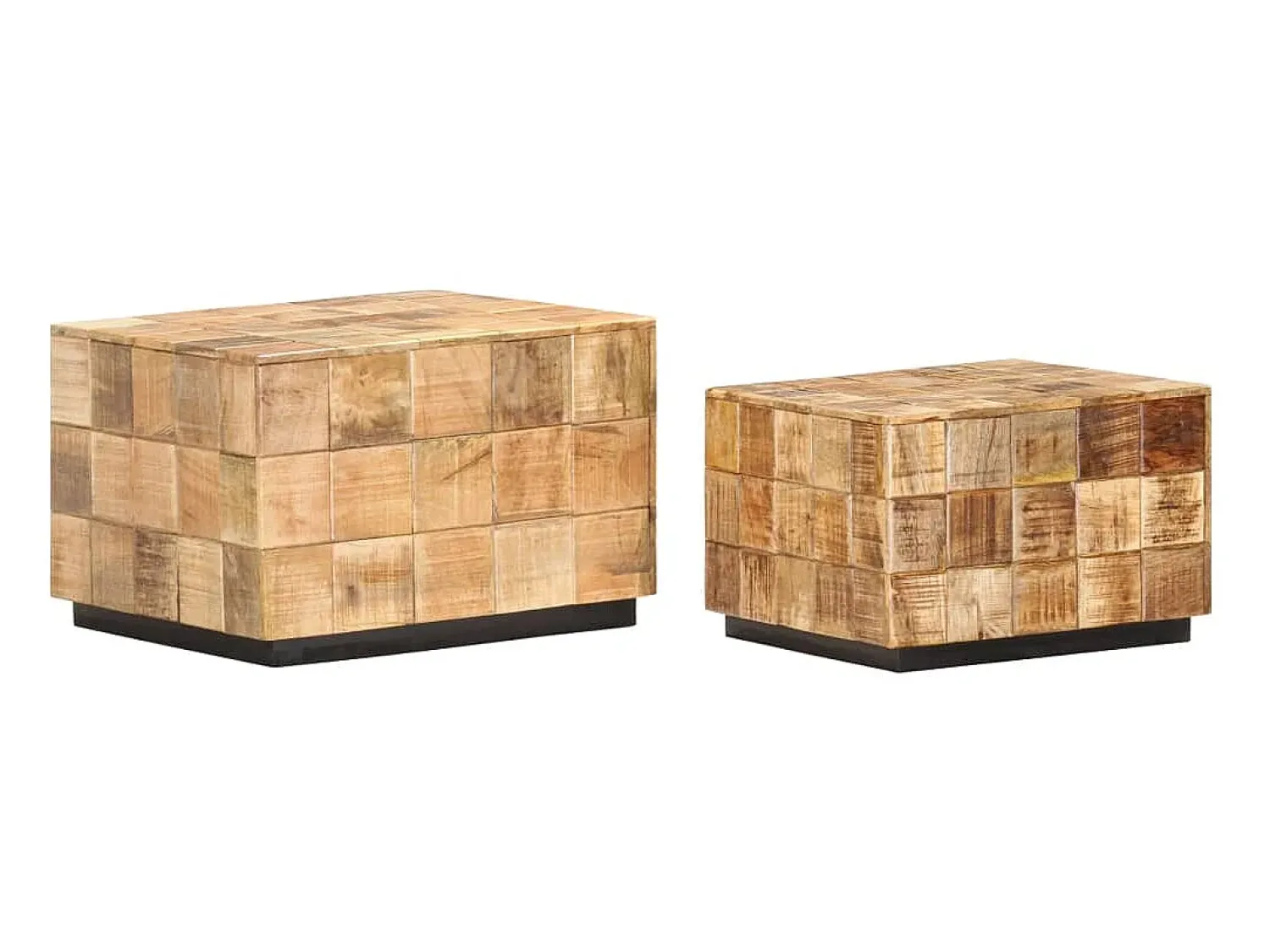 Mesas de centro 2 pcs c/ design blocos madeira mangueira áspera PT382806^ Mesa De Centro