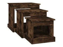 Mesa De Centro|vidaxl Mesas de centro 3 pcs derivados de madeira carvalho fumado Natural claro