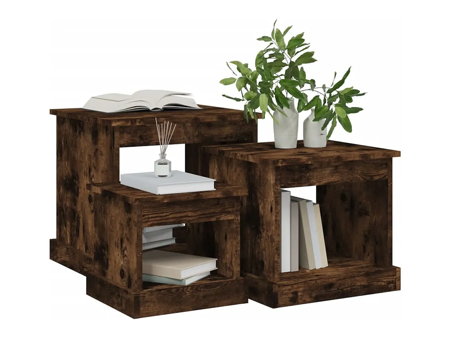 Mesa De Centro|vidaxl Mesas de centro 3 pcs derivados de madeira carvalho fumado Natural claro