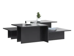 Mesas de centro 2 pcs derivados de madeira brilhante PT185840^ Mesa De Centro
