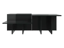 Mesa De Centro| Mesas de centro 2 pcs derivados de madeira brilhante PT788242 Preto