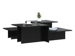 Mesa De Centro| Mesas de centro 2 pcs derivados de madeira brilhante PT788242 Preto