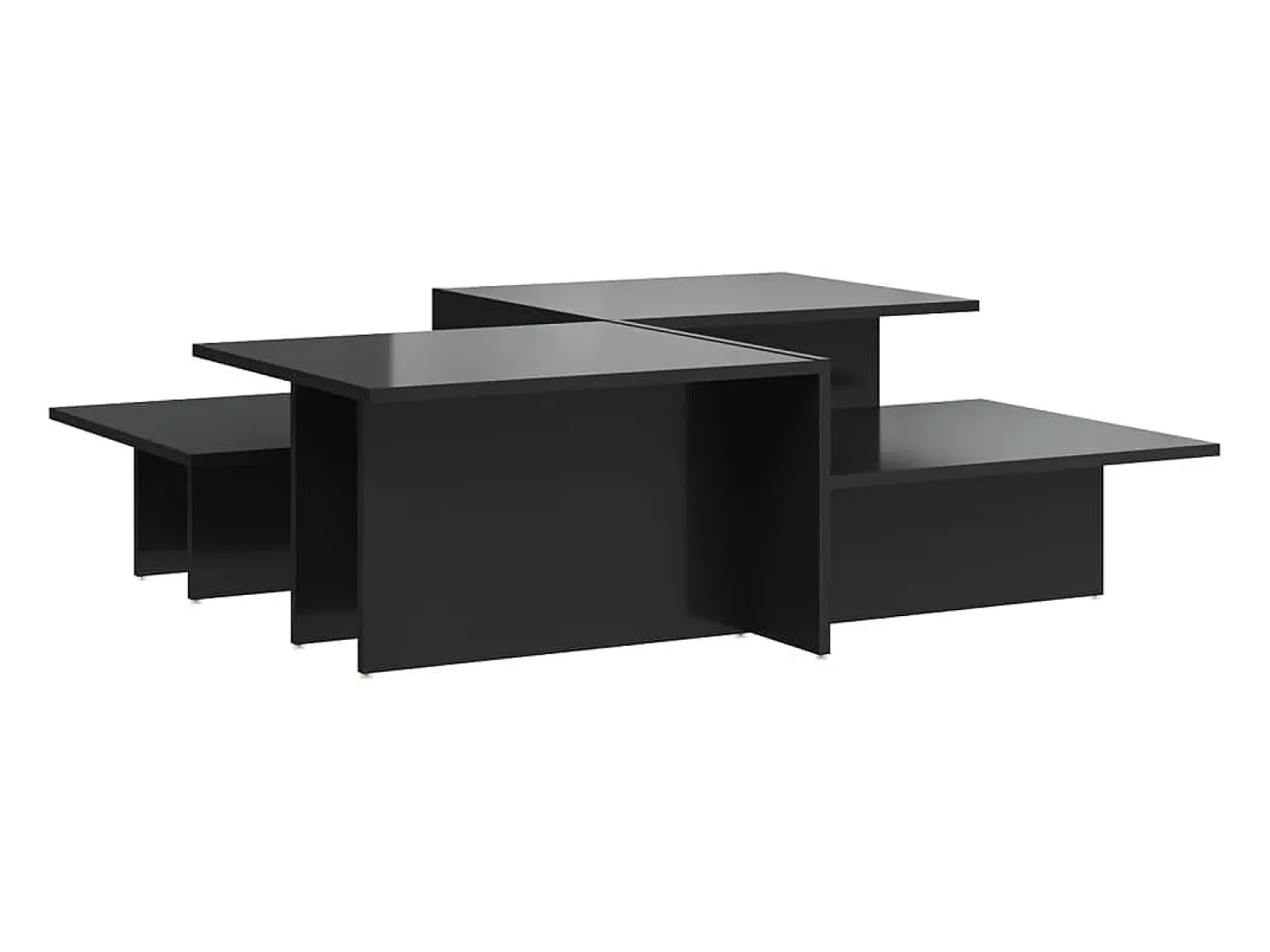 Mesa De Centro| Mesas de centro 2 pcs derivados de madeira brilhante PT788242 Preto