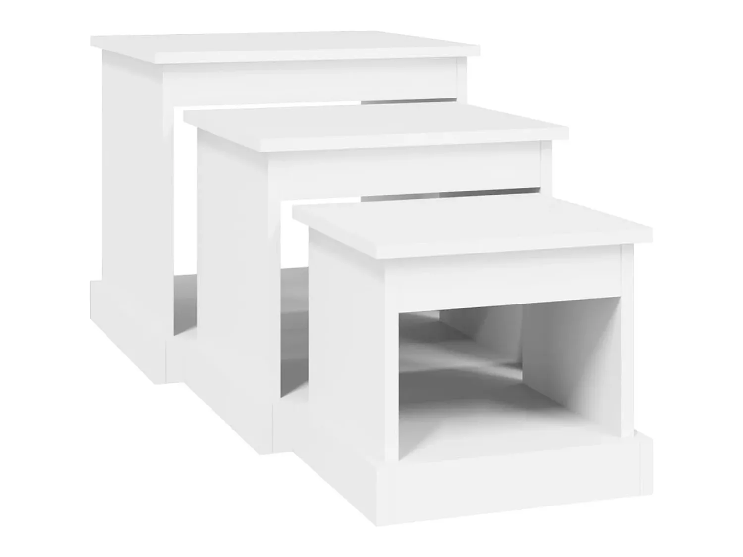 Mesa De Centro| Mesas de centro 3 pcs derivados de madeira Branco