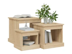 Mesa De Centro| Mesas de centro 3 pcs derivados de madeira carvalho sonoma Castanho