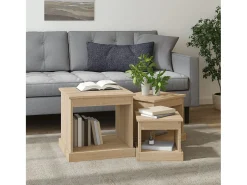 Mesa De Centro| Mesas de centro 3 pcs derivados de madeira carvalho sonoma Castanho