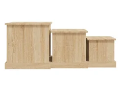 Mesa De Centro| Mesas de centro 3 pcs derivados de madeira carvalho sonoma Castanho