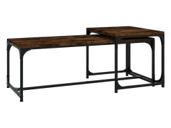 Mesa De Centro|vidaxl Mesas de centro 2 pcs derivados de madeira carvalho fumado Natural claro
