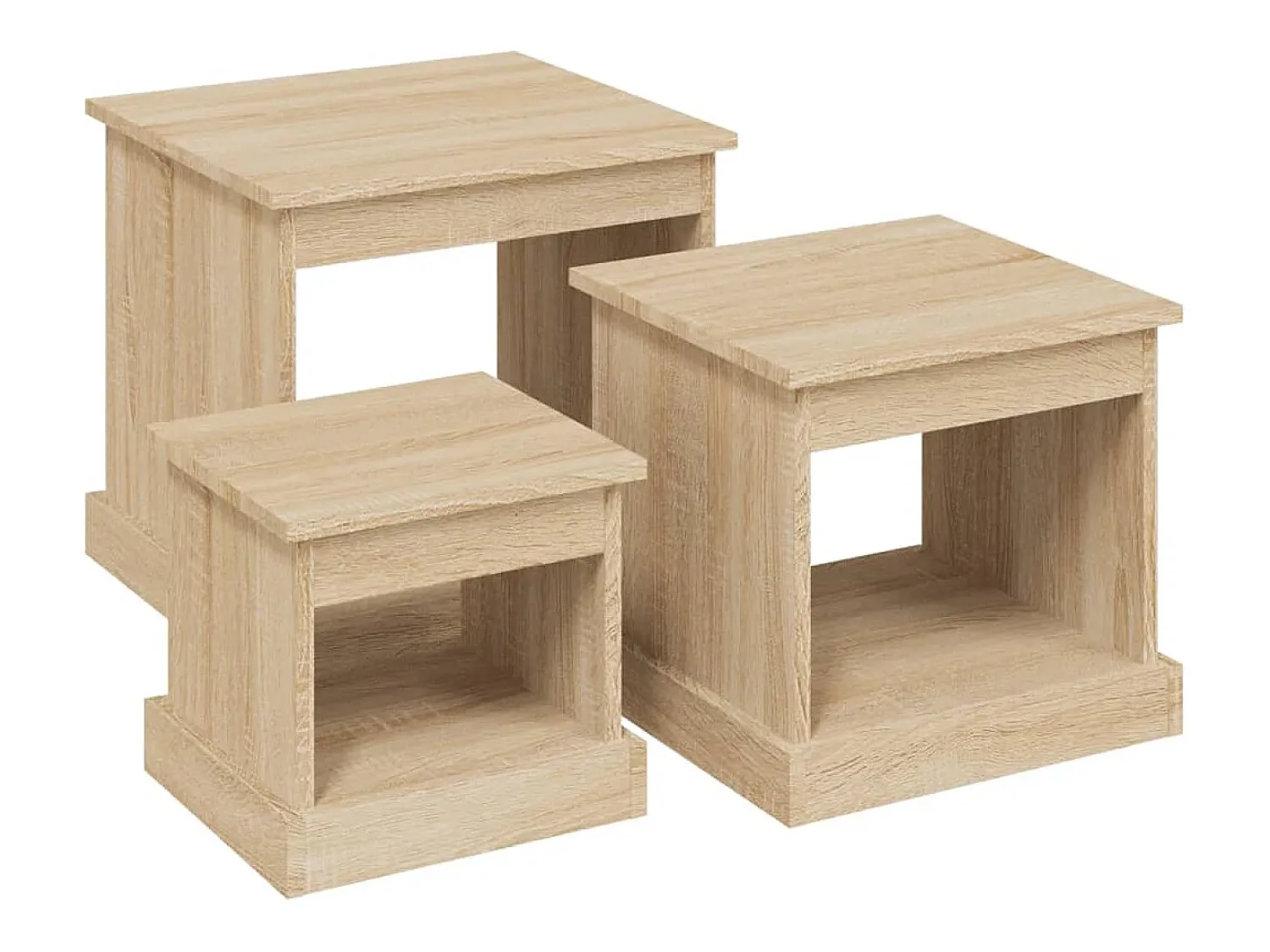 Mesa De Centro|vidaxl Mesas de centro 3 pcs derivados de madeira carvalho sonoma Castanho