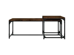 Mesa De Centro| Mesas de centro 2 pcs derivados de madeira carvalho fumado PT519780 Castanho