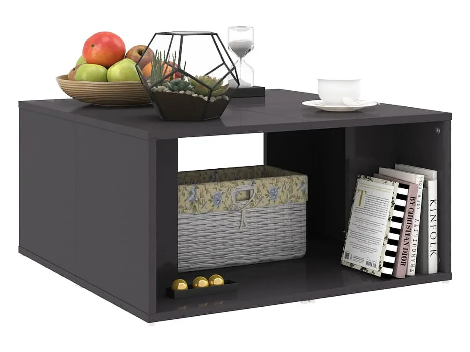 Mesa De Centro| Mesas de centro 4 pcs derivados de madeira cinza brilhante Cinzento
