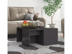 Mesa De Centro| Mesas de centro 4 pcs derivados de madeira cinza brilhante Cinzento
