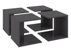 Mesa De Centro| Mesas de centro 4 pcs derivados de madeira cinza brilhante Cinzento