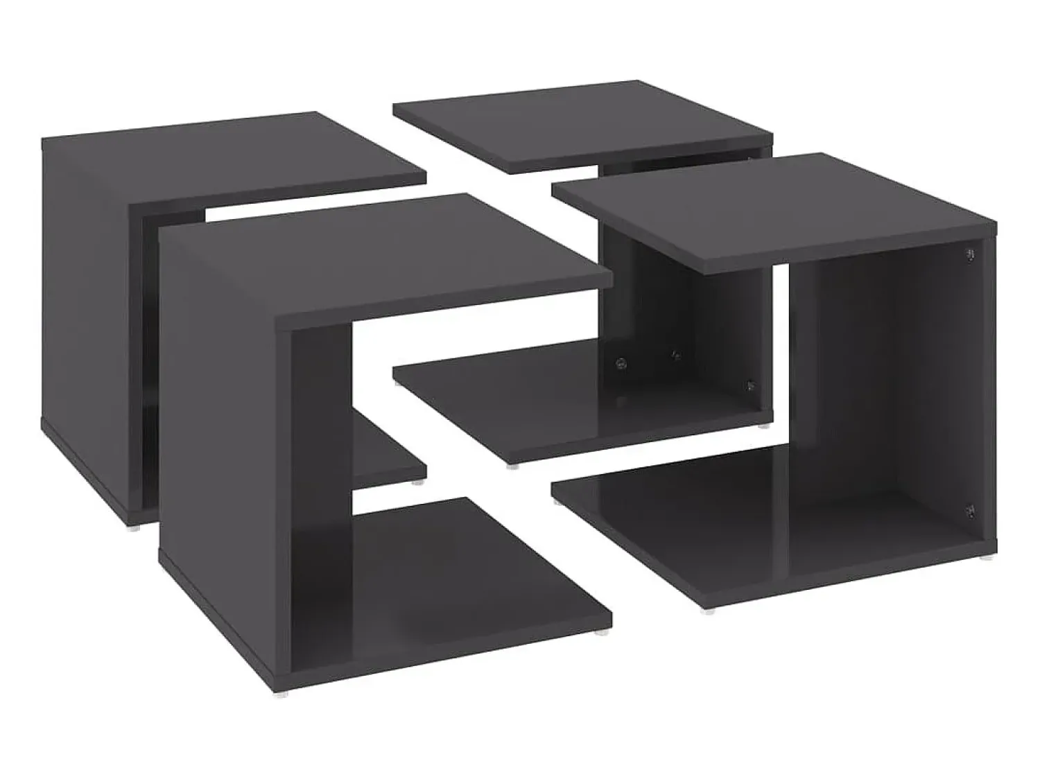 Mesa De Centro| Mesas de centro 4 pcs derivados de madeira cinza brilhante Cinzento