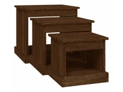 Mesas de centro 3 pcs derivados de madeira carvalho PT127532^ Mesa De Centro