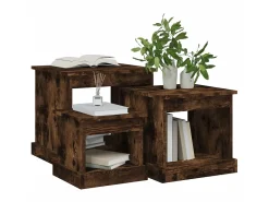 Mesa De Centro* Mesas de centro 3 pcs derivados de madeira carvalho fumado PT879245 Castanho