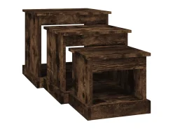 Mesa De Centro* Mesas de centro 3 pcs derivados de madeira carvalho fumado PT879245 Castanho