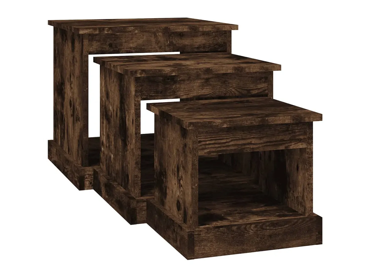 Mesa De Centro* Mesas de centro 3 pcs derivados de madeira carvalho fumado PT879245 Castanho