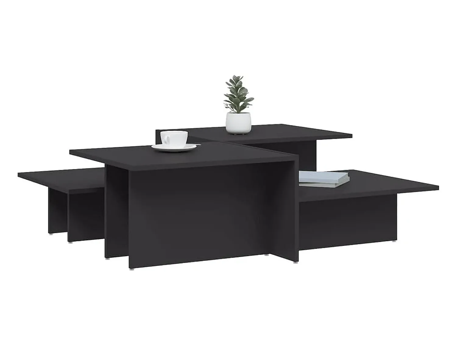 Mesa De Centro| Mesas de centro 2 pcs derivados de madeira PT655640 Cinzento