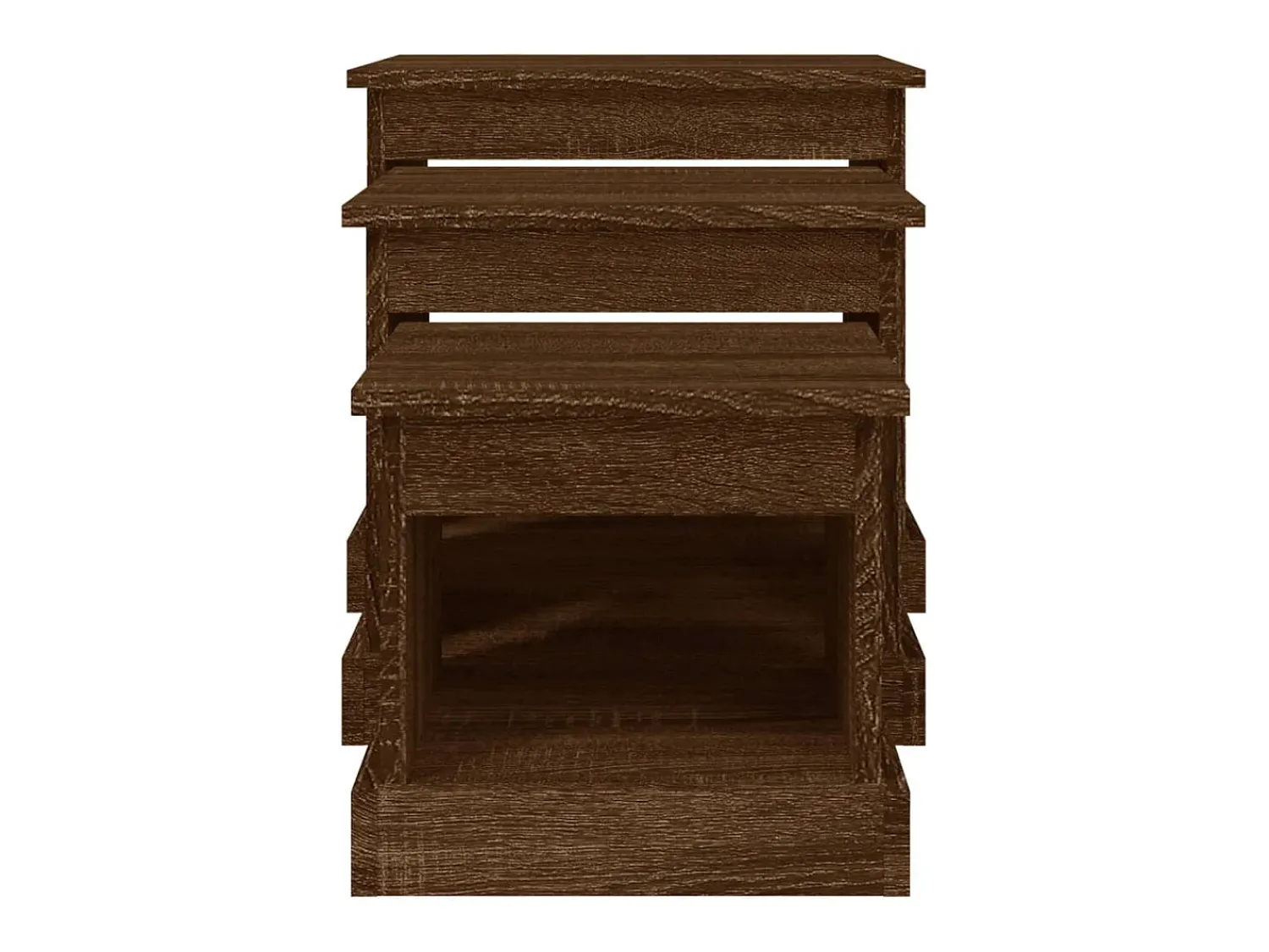 Mesa De Centro| Mesas de centro 3 pcs derivados de madeira carvalho Castanho