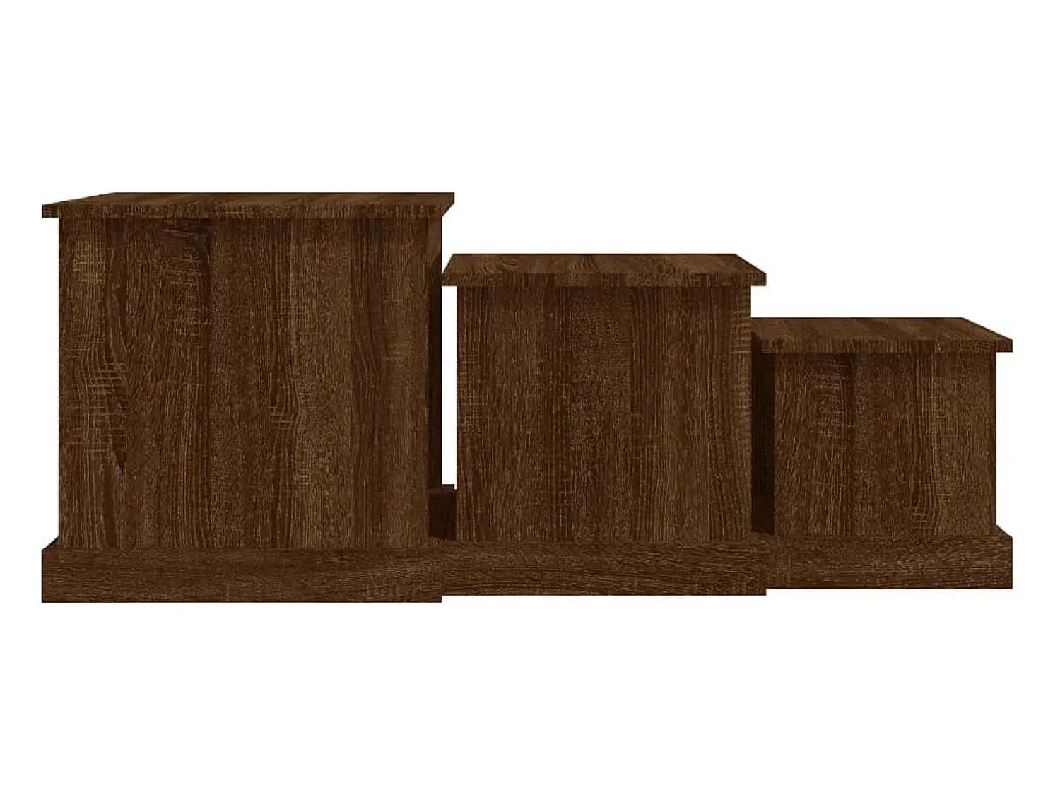 Mesa De Centro| Mesas de centro 3 pcs derivados de madeira carvalho Castanho