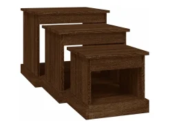 Mesa De Centro| Mesas de centro 3 pcs derivados de madeira carvalho Castanho
