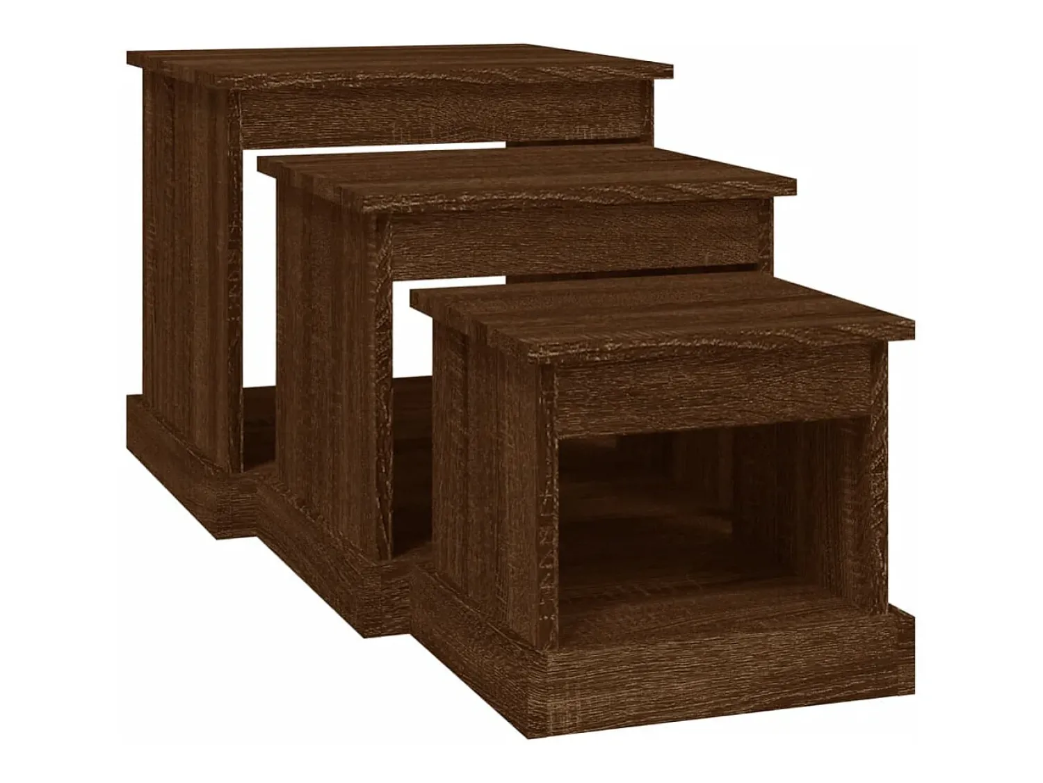 Mesa De Centro| Mesas de centro 3 pcs derivados de madeira carvalho Castanho