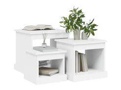 Mesa De Centro| Mesas de centro 3 pcs derivados de madeira PT692524 Branco