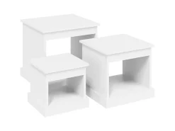 Mesa De Centro| Mesas de centro 3 pcs derivados de madeira PT692524 Branco