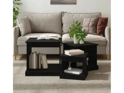 Mesa De Centro* Mesas de centro 3 pcs derivados de madeira Preto