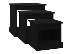Mesa De Centro* Mesas de centro 3 pcs derivados de madeira Preto