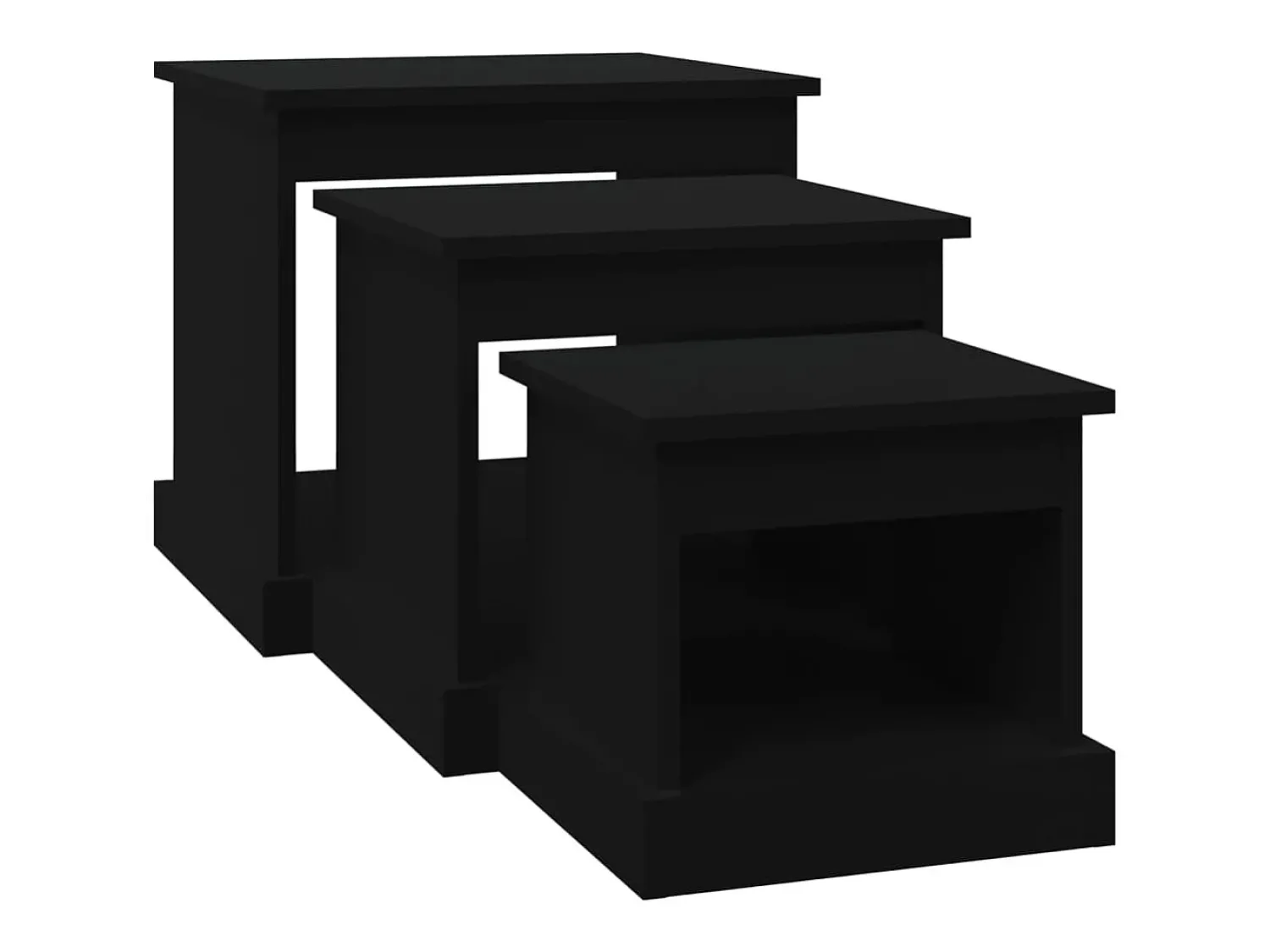 Mesa De Centro* Mesas de centro 3 pcs derivados de madeira Preto