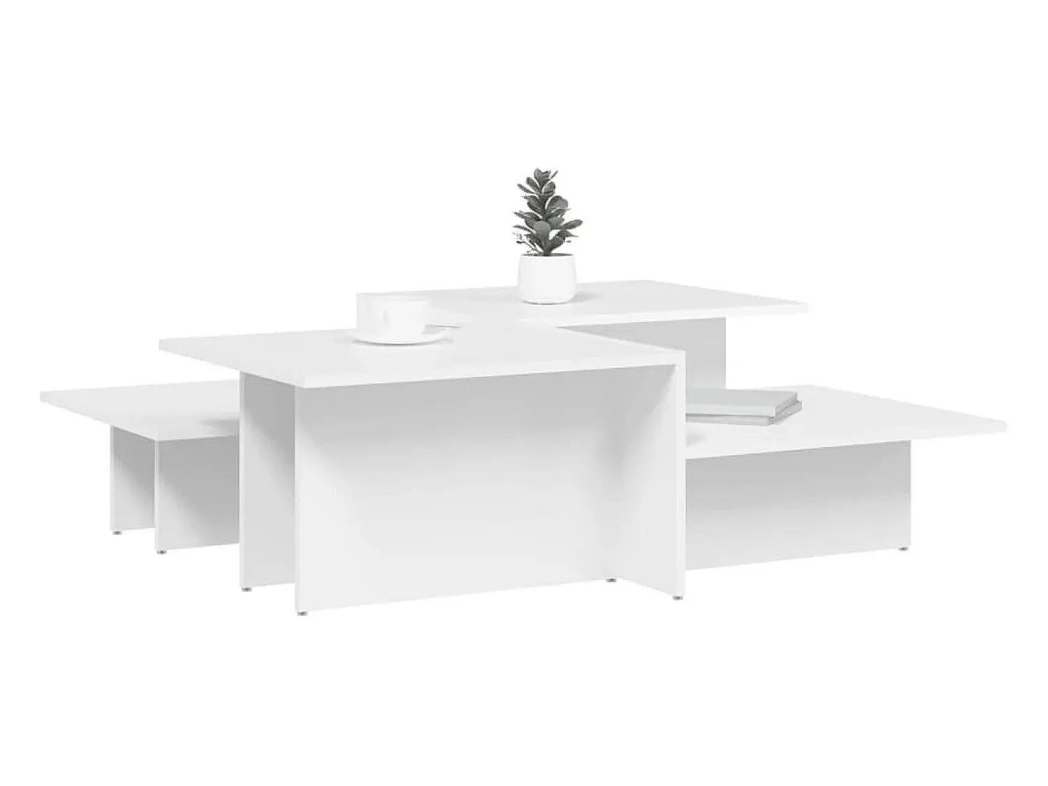 Mesas de centro 2 pcs derivados de madeira PT258718 Branco
