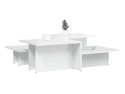 Mesa De Centro| Mesas de centro 2 pcs derivados de madeira brilhante PT205866 Branco