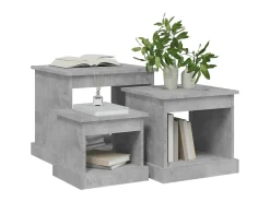 Mesa De Centro| Mesas de centro 3 pcs derivados de madeira -cimento PT116627 Cinzento