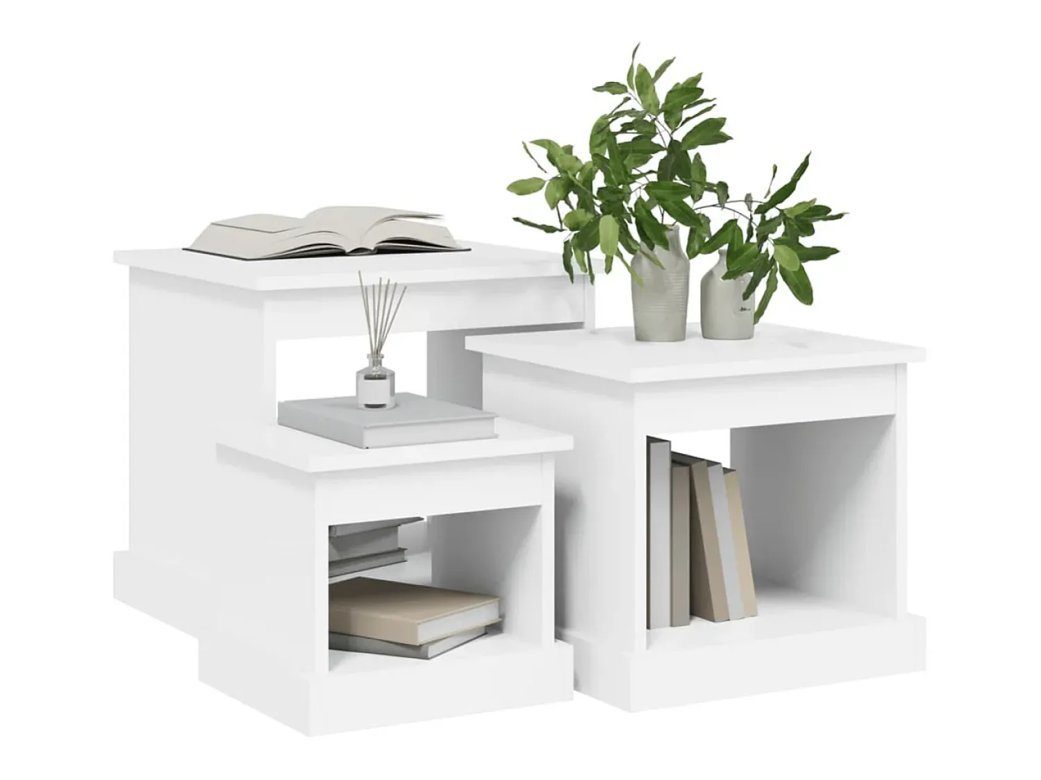 Mesa De Centro|vidaxl Mesas de centro 3 pcs derivados de madeira Branco
