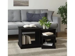 Mesa De Centro| Mesas de centro 3 pcs derivados de madeira PT391818 Preto