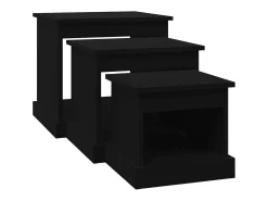 Mesa De Centro| Mesas de centro 3 pcs derivados de madeira PT391818 Preto