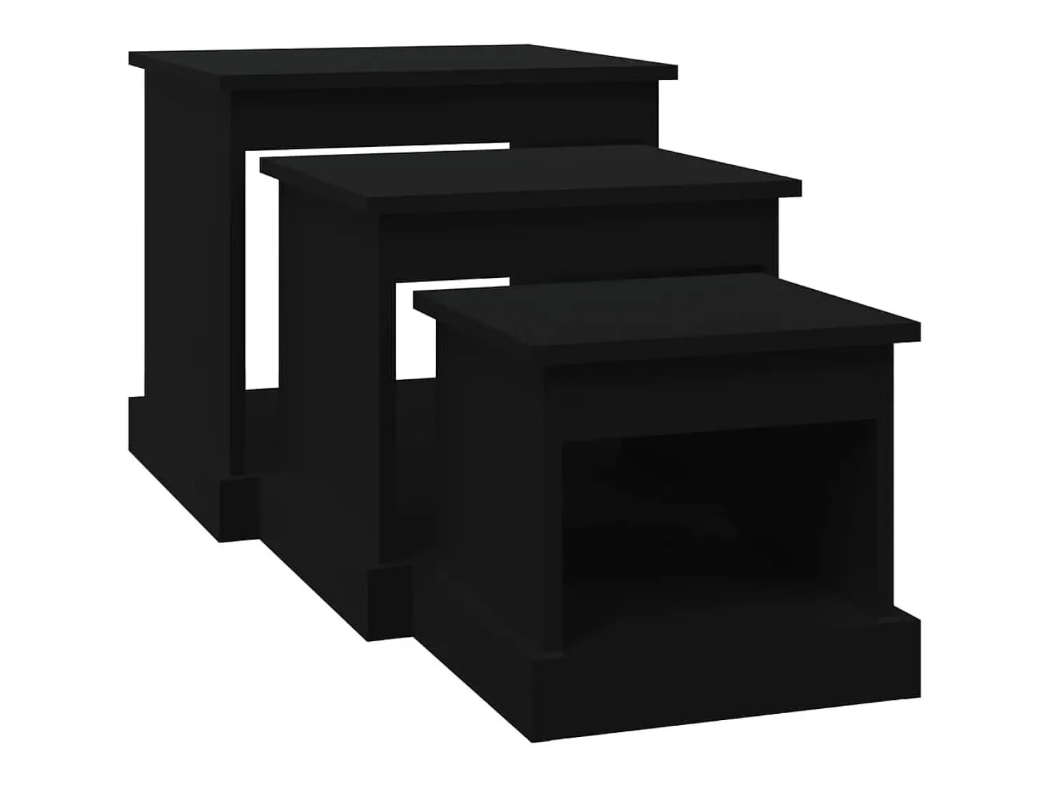 Mesa De Centro| Mesas de centro 3 pcs derivados de madeira PT391818 Preto