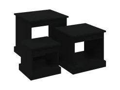 Mesa De Centro| Mesas de centro 3 pcs derivados de madeira PT391818 Preto