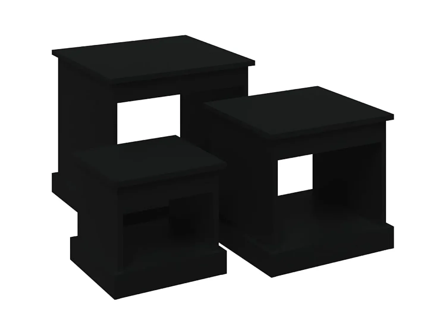 Mesa De Centro| Mesas de centro 3 pcs derivados de madeira PT391818 Preto