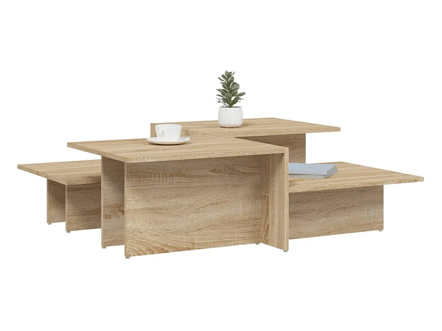 Mesa De Centro| Mesas de centro 2 pcs derivados de madeira carvalho sonoma PT397281 Castanho