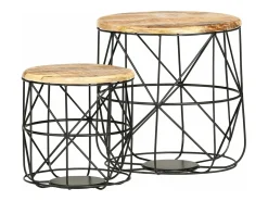 Mesa De Centro*vidaxl Mesas de centro 2 pcs madeira mangueira maciça Multicor