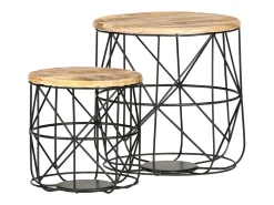Mesa De Centro*vidaxl Mesas de centro 2 pcs madeira mangueira maciça Multicor