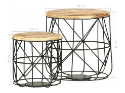 Mesa De Centro*vidaxl Mesas de centro 2 pcs madeira mangueira maciça Multicor