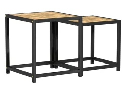 Mesa De Centro| Mesas de centro 2 pcs MDF preto e amarelo PT258138 Castanho